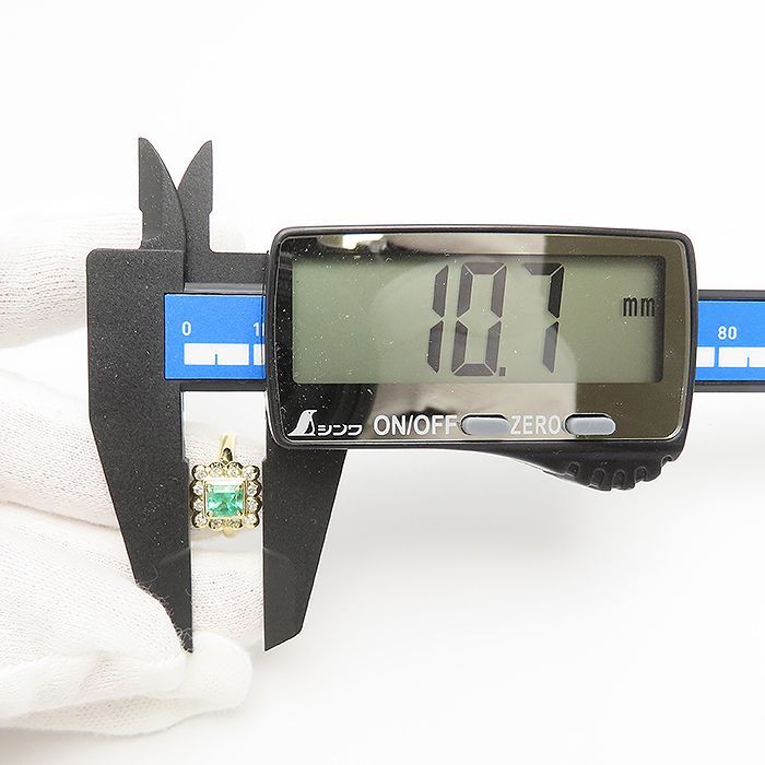エメラルド ダイヤモンド リング K18 6号 2.1g 0.57ct 0.22ct YG 指輪