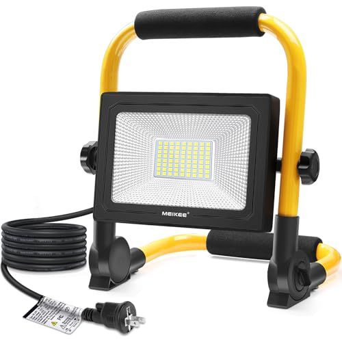 ☆新品☆MEIKEE 爆光LED投光器 作業灯 ポータブル投光器 フラッドライト 置き型 3P/2Pプラグ変換でき 60Ｗ 5200LM 600Ｗ相当 省エネ 6500K白色 50000時間使用寿命 SMDチップ*70 IP66防水 3.5M e6e41470