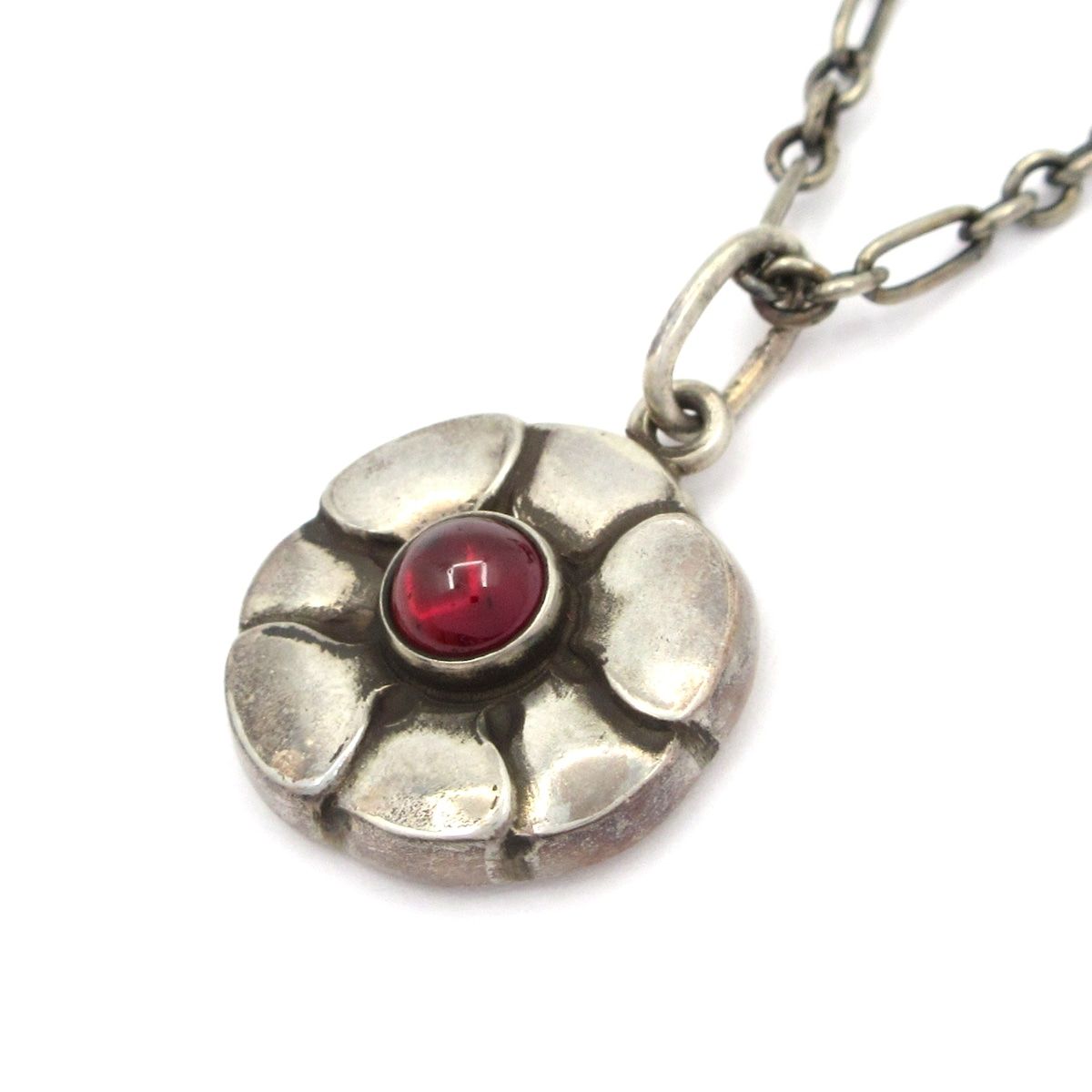 GEORG JENSEN(ジョージジェンセン) ネックレス美品 - シルバー×レッド
