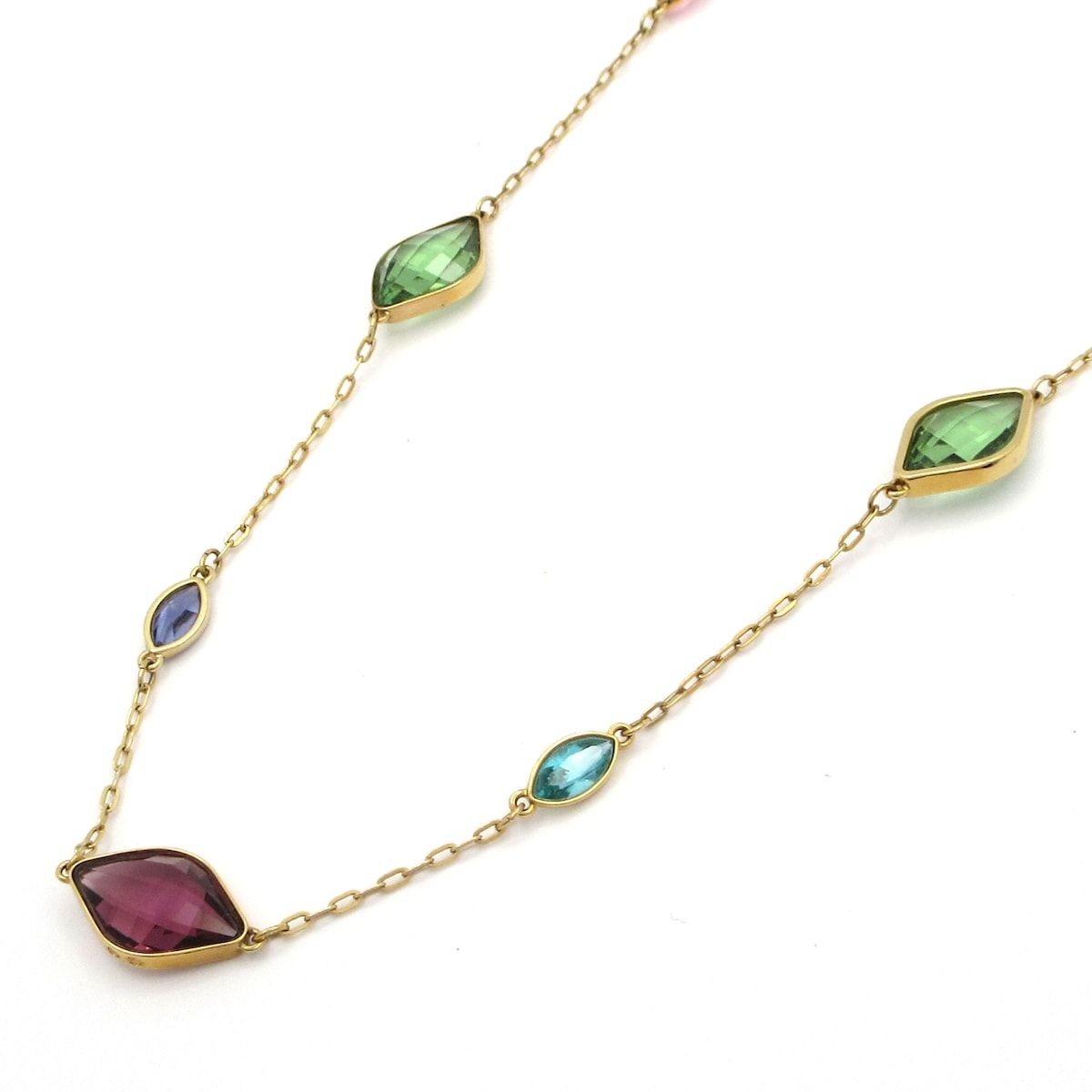 SWAROVSKI(スワロフスキー) ネックレス - ゴールド×ボルドー×マルチ