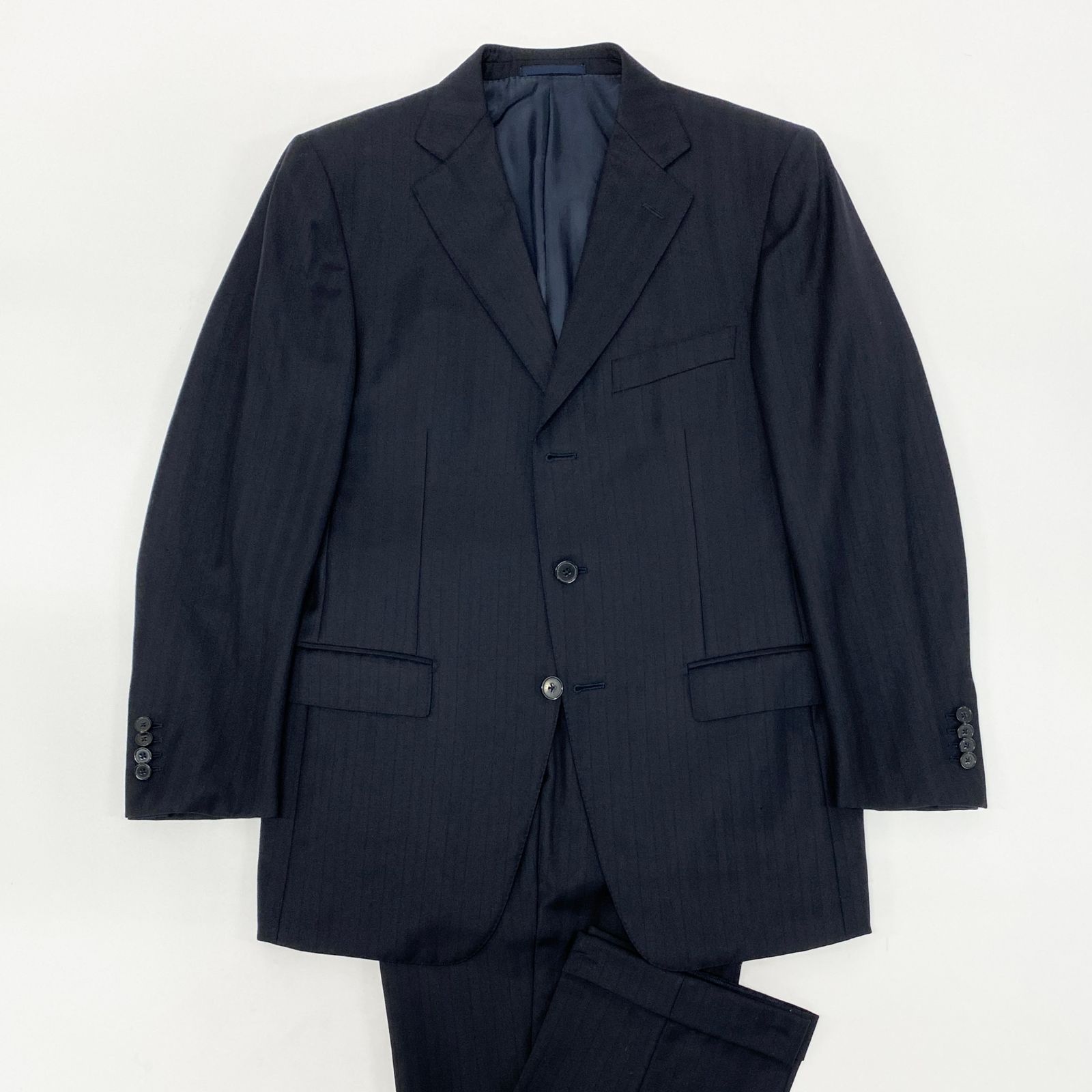 17k10 Ermenegildo Zegna エルメネジルドゼニア セットアップ スーツ ビジネス フォーマル ネイビー 48Rサイズ メンズu02t