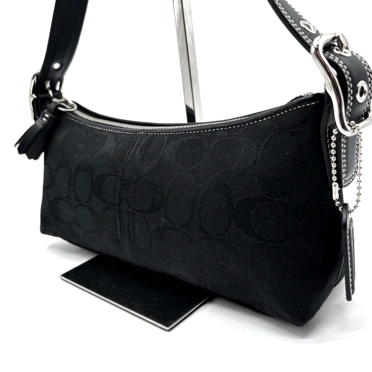 【美品】coach y2k signature canvas handbag accessoryporch belt black unisex コーチ ハンドバッグ