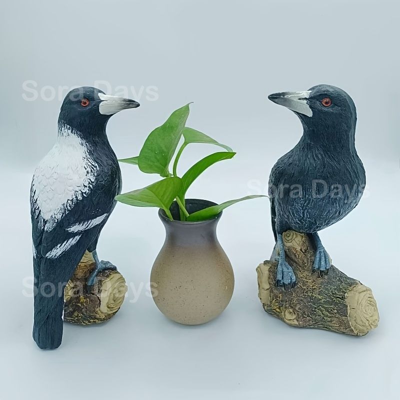 ガーデンオブジェ 鳥 置物 カラス フィギュア バードオーナメント 観葉植物 ガーデニング装飾 かわいい おしゃれ ナチュラル 北欧 モダン シンプル 高級感 インテリア 北欧 庭 中庭 バルコニー ヤード ディスプレイ 樹脂製 リアル