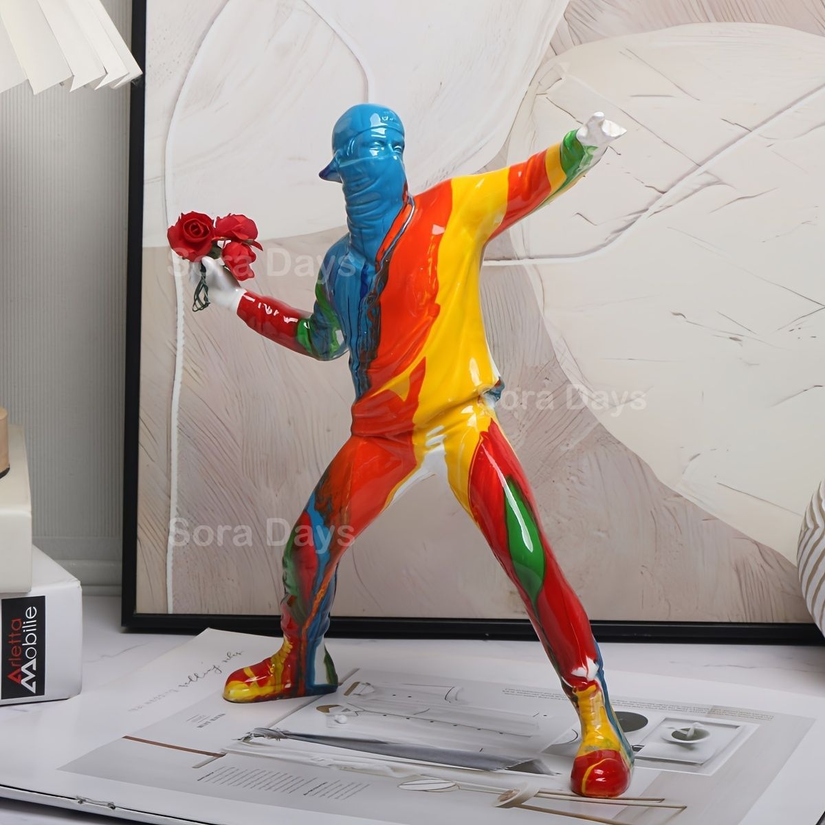 フィギュア　アートオブジェ　アンティーク 置物 人型 装飾像 フィギュア アート 立体 オブジェ マスク 男性