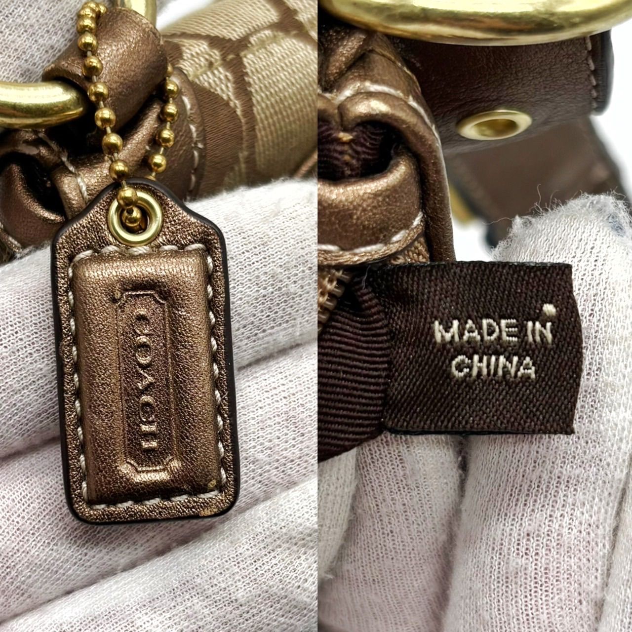 良品】coach y2k signature shoulderbag pocket canvas brown×beige 