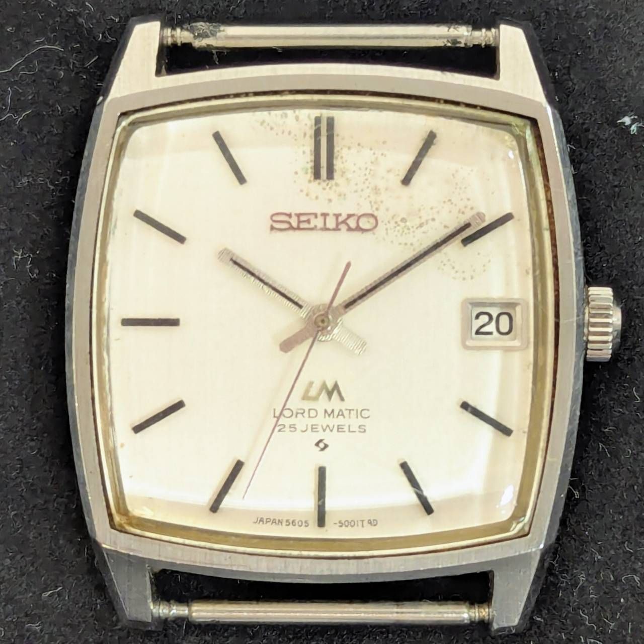 【塩】動作品 SEIKO セイコー LORD MATIC ロードマチック スクエアケース シルバー文字盤 5605-5000 自動巻き メンズ腕時計 国産ビンテージ【23678MO】E18