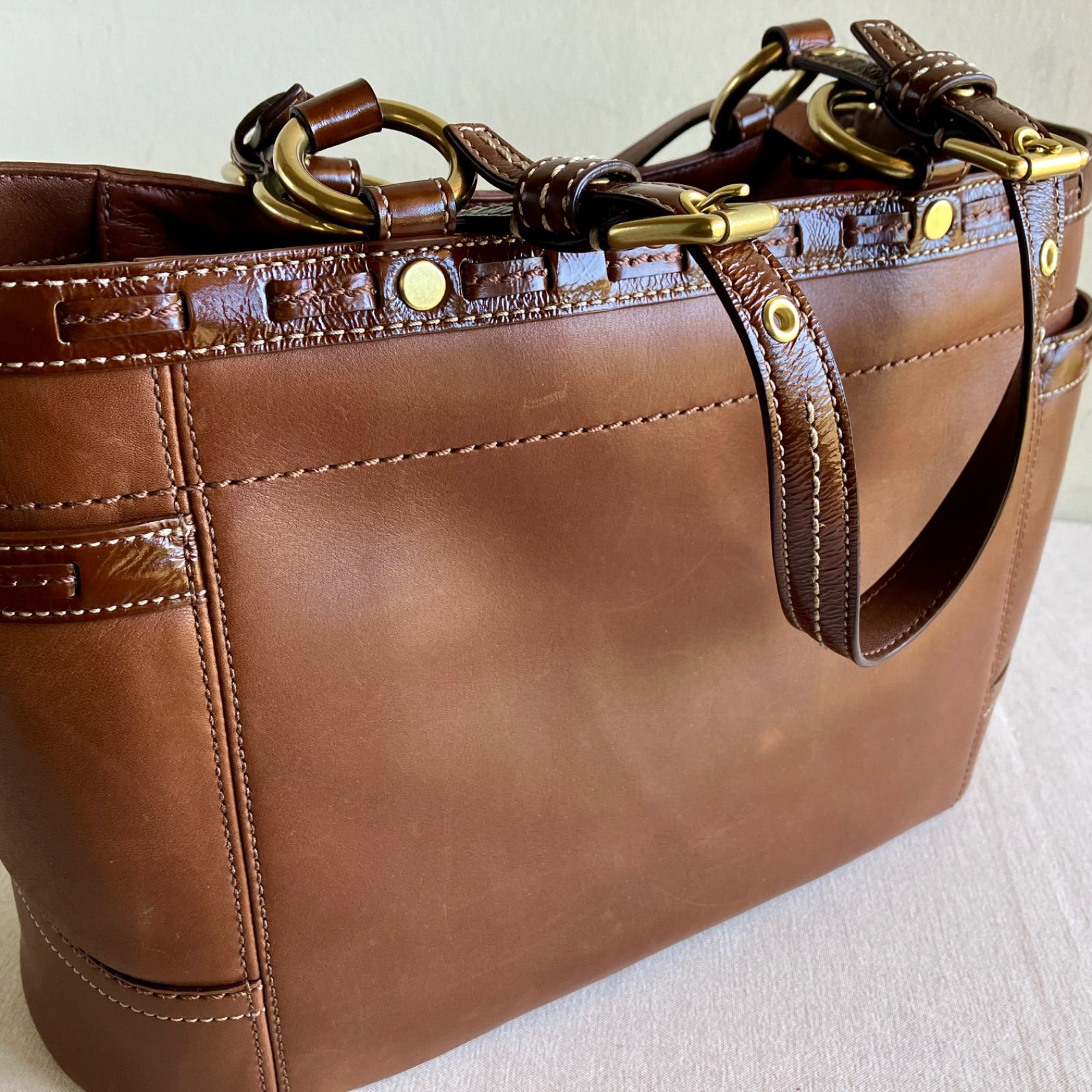 Coach Vintage Gallery Tan Brown Leather Laced Shoulder Tote Bag 
