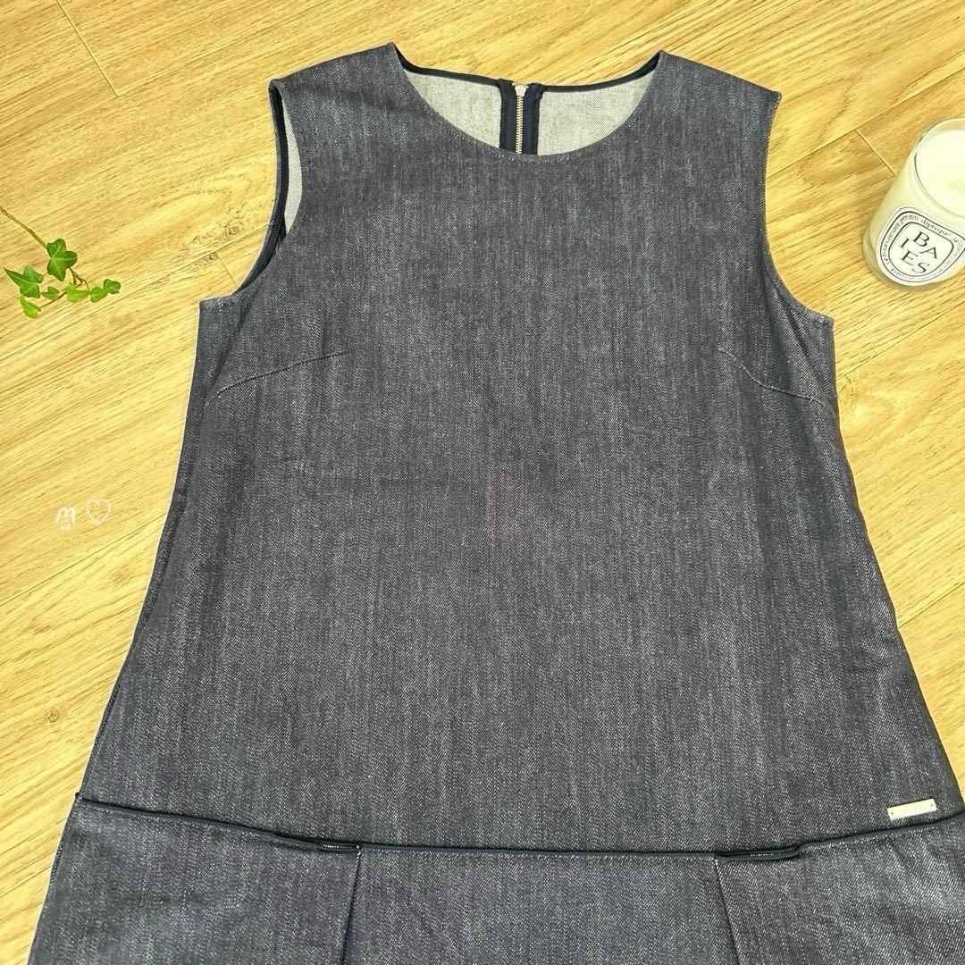 美品✨フォクシーニューヨーク デニム ギャザー ワンピース 2way 40 FOXEYフォクシーニューヨーク デニムワンピース 40 ボックスシルエット