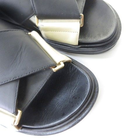 マルニ MARNI フスベット クロス サンダル シューズ レザー フラット