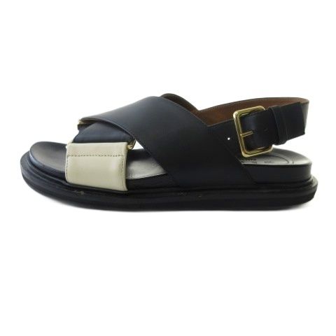 マルニ MARNI フスベット クロス サンダル シューズ レザー フラット