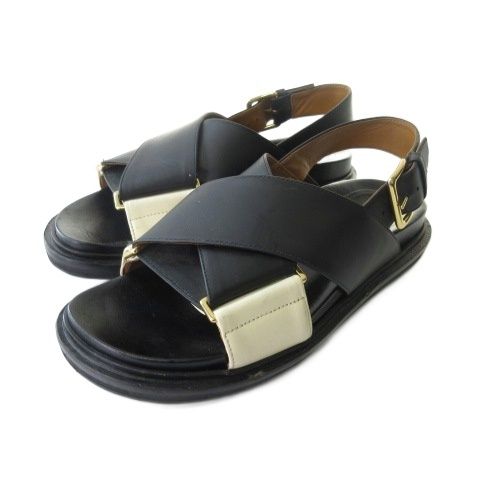 マルニ MARNI フスベット クロス サンダル シューズ レザー フラット