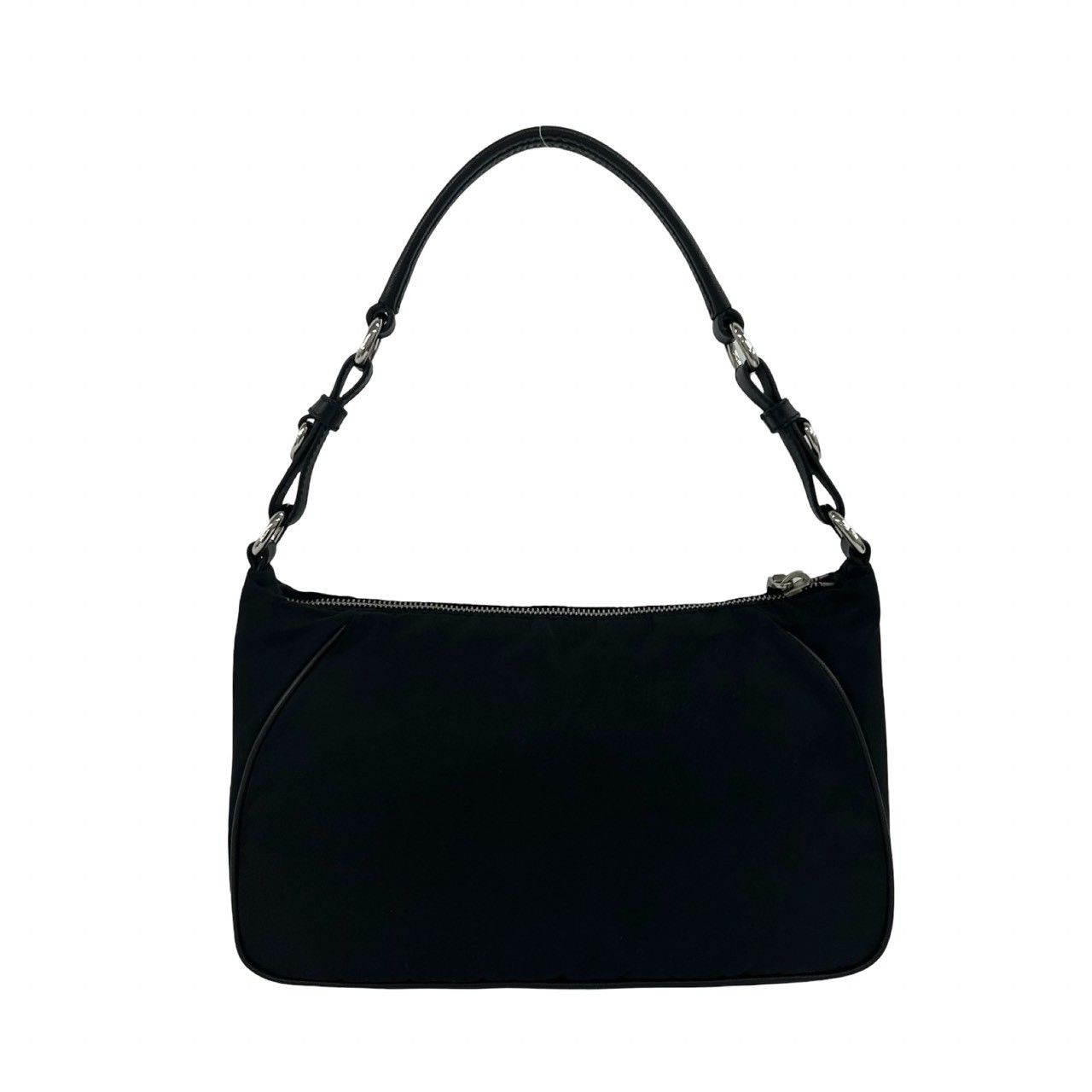 極 美品 PRADA プラダ 三角ロゴ 金具 ナイロン レザー 本革 ワン
