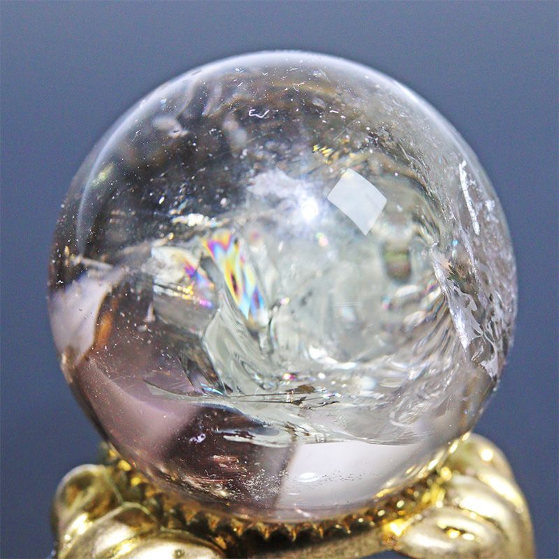 D471-33〕約29mm シトリン スフィア Citrine 丸玉 黄水晶 置物 風水