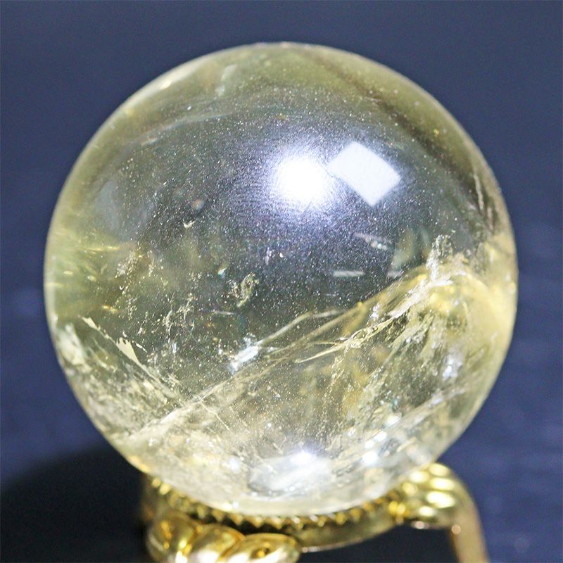 〔D471-44〕高品質 約39mm シトリンファントム虹入り スフィア Citrine 丸玉 黄水晶 置物 風水 ヘコミあり【メール便不可】