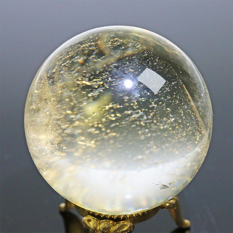 〔D471-45〕高品質 約47mm シトリン スフィア Citrine 丸玉 黄水晶 置物 風水 ヘコミあり【メール便不可】