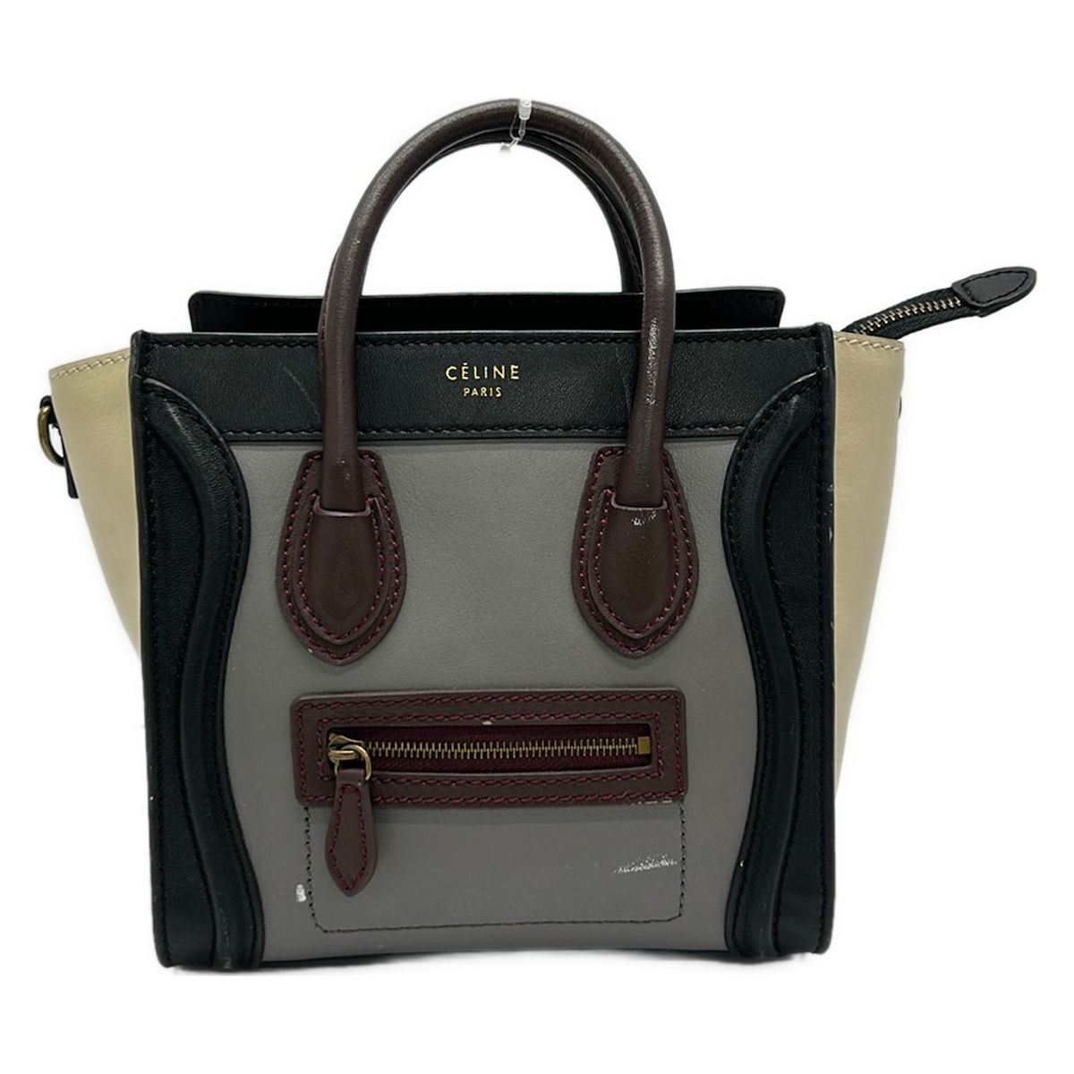 CELINE(セリーヌ) ハンドバッグ ラゲージナノショッパー 黒×ベージュ 