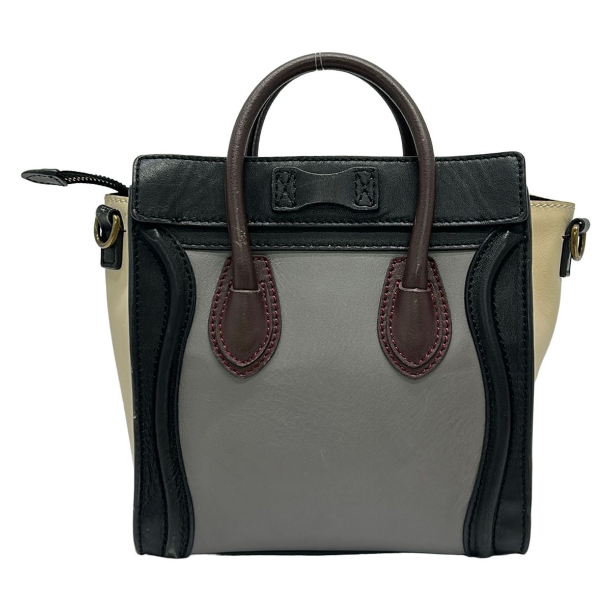 CELINE(セリーヌ) ハンドバッグ ラゲージナノショッパー 黒×ベージュ 