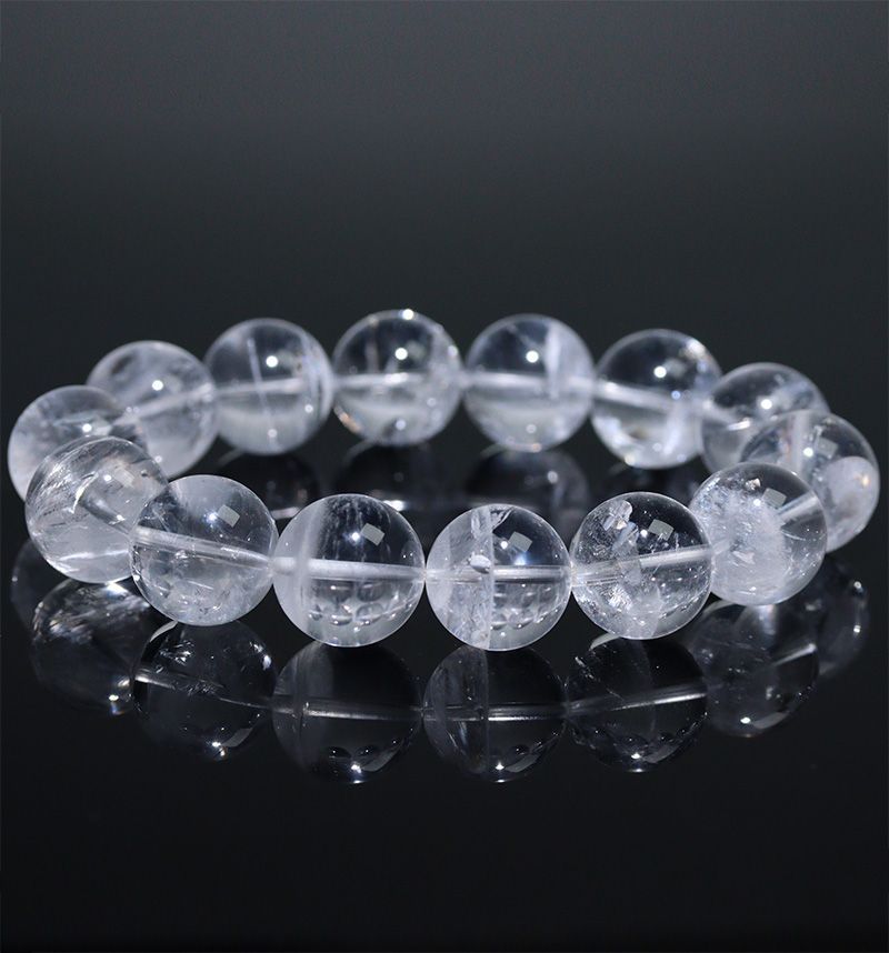 〔K2228〕約16mm アイリスホワイトファントムクォーツ ブレスレット 白い幻影と虹の輝き