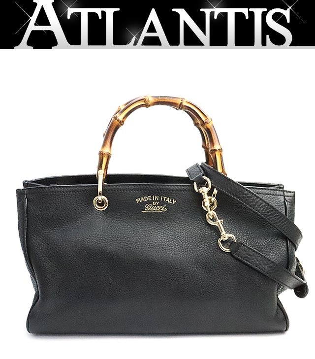 グッチ GUCCI バンブーショッパー ミディアム ハンドバッグ 2WAYバッグ 黒 G金具 323660 【74759】