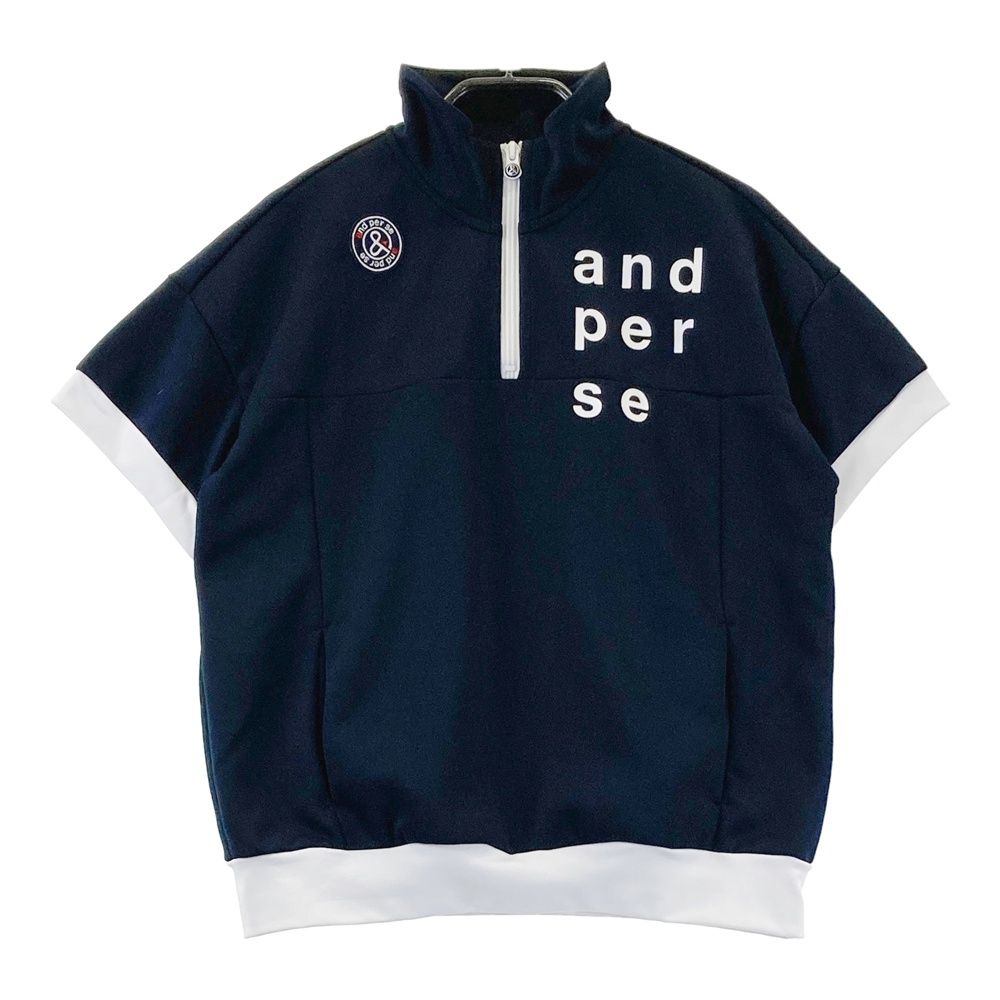 ゴルフウェア【and per se】ハーフジップハイネックシャツ　ネイビー　LL サイズ：M AND PER SE アンパスィ ハーフジップ 半袖Tシャツ ネイビー