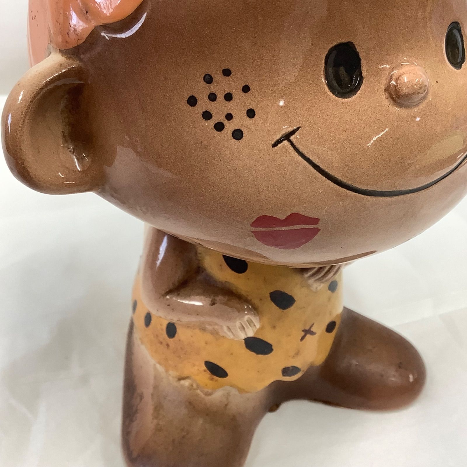 昭和レトロ 水森亜土 陶器製貯金箱 男の子 18㎝ 汚れあり 現状品 X394