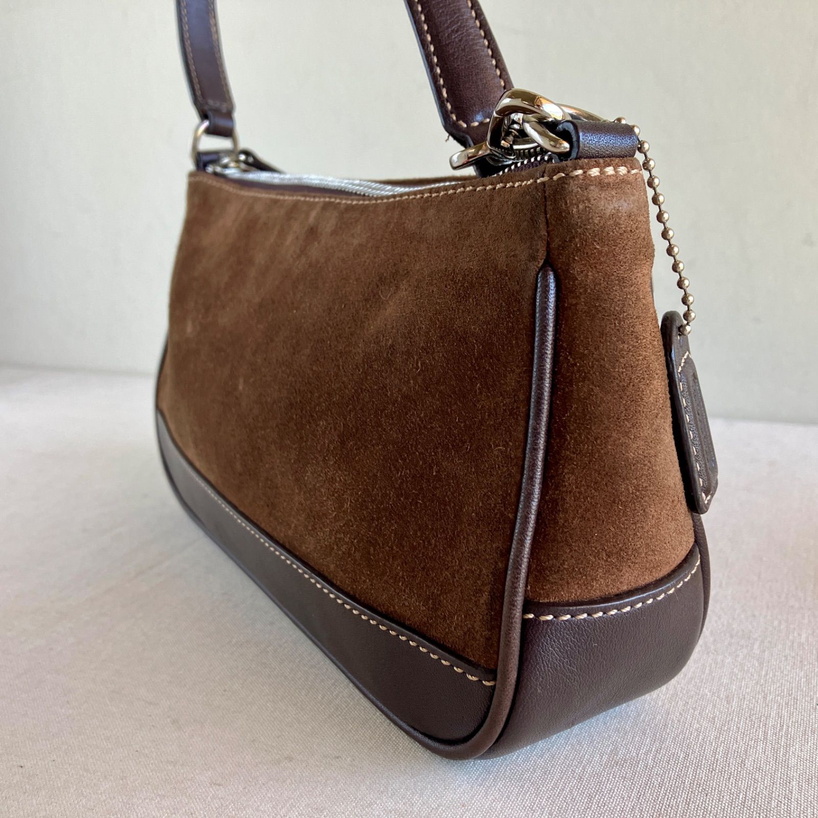 Coach Vintage Hampton Demi Suede Baguette Mini Shoulder Bag Purse 