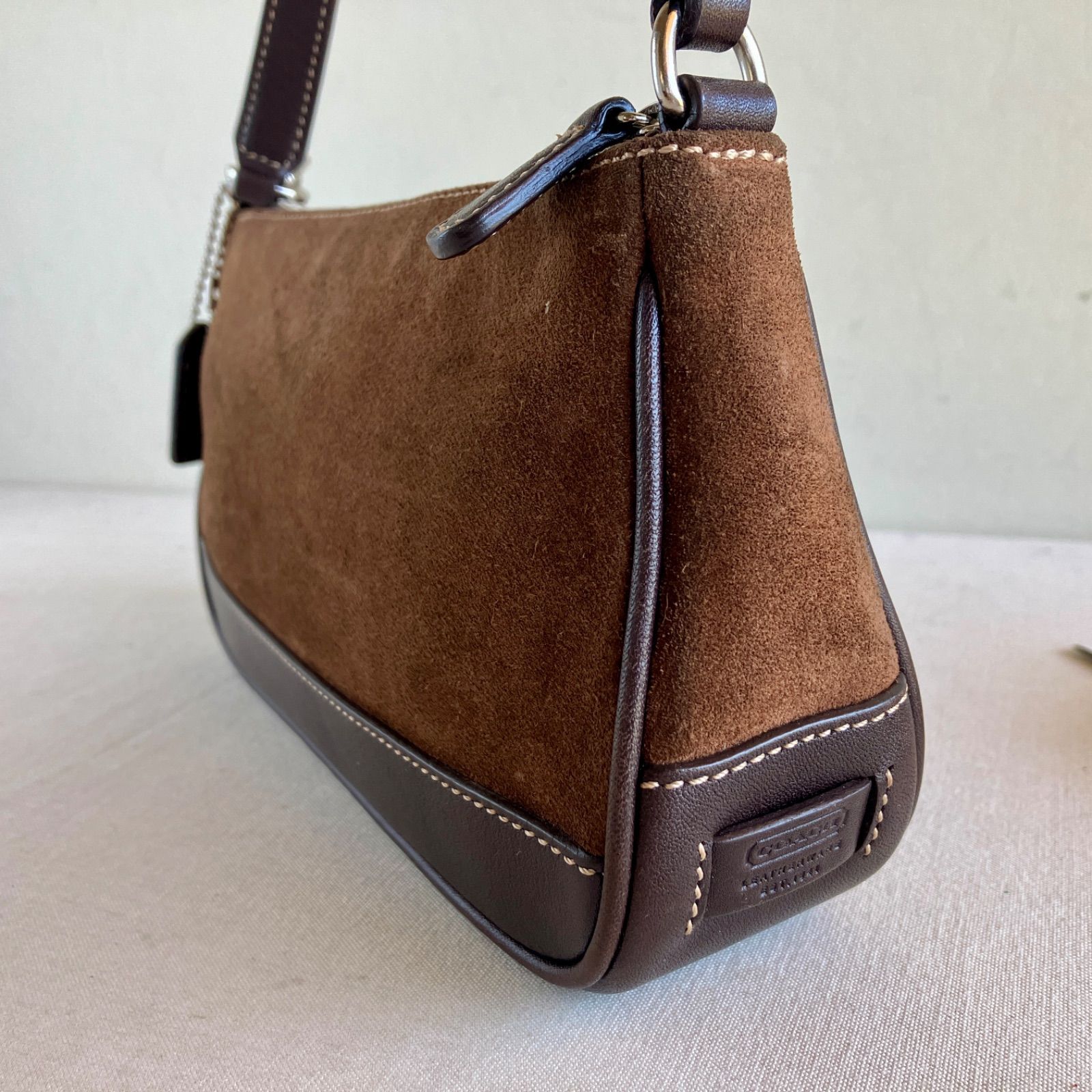 Coach Vintage Hampton Demi Suede Baguette Mini Shoulder Bag Purse
