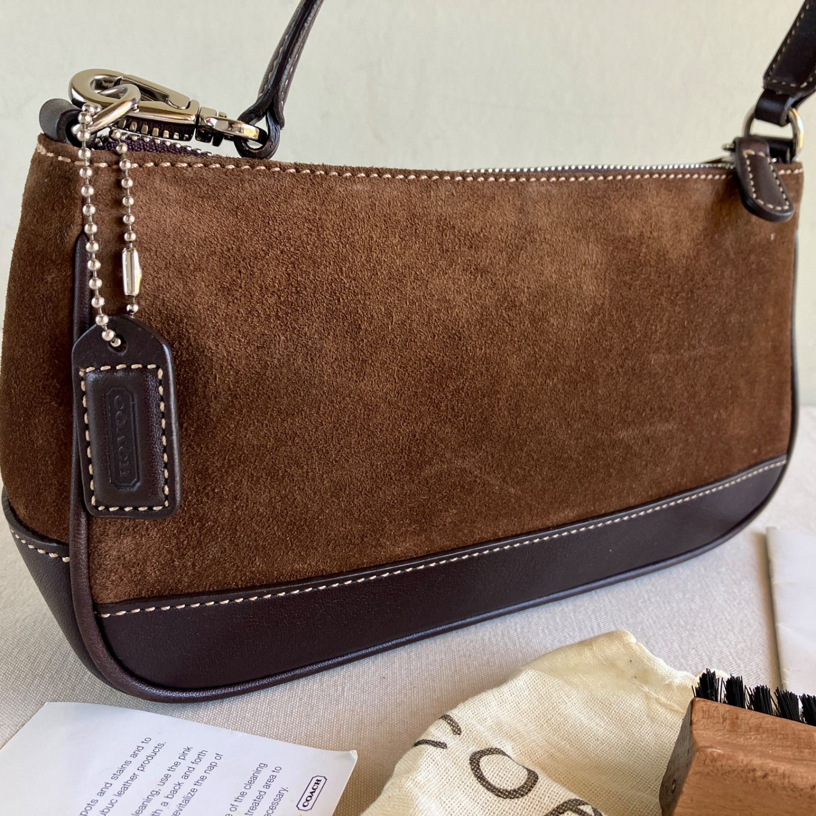 Coach Vintage Hampton Demi Suede Baguette Mini Shoulder Bag Purse