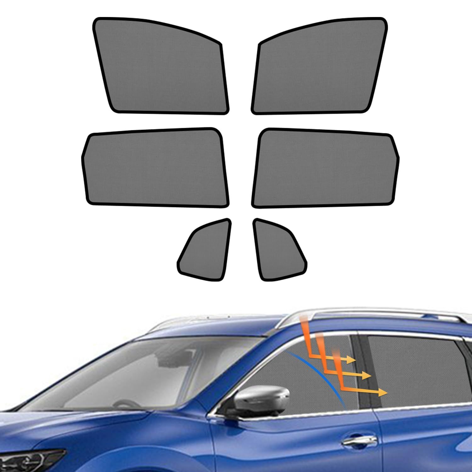 CARTIST ニッサン エクストレイル メッシュカーテン 2013年-現行 T32 NT32 HT32 HNT32 遮光カーテン サンシェード カーシェード UVカット マグネット式 簡単着脱 遮光 断熱 インテリア 日よけ 車種専用 6枚 73c7fa9d
