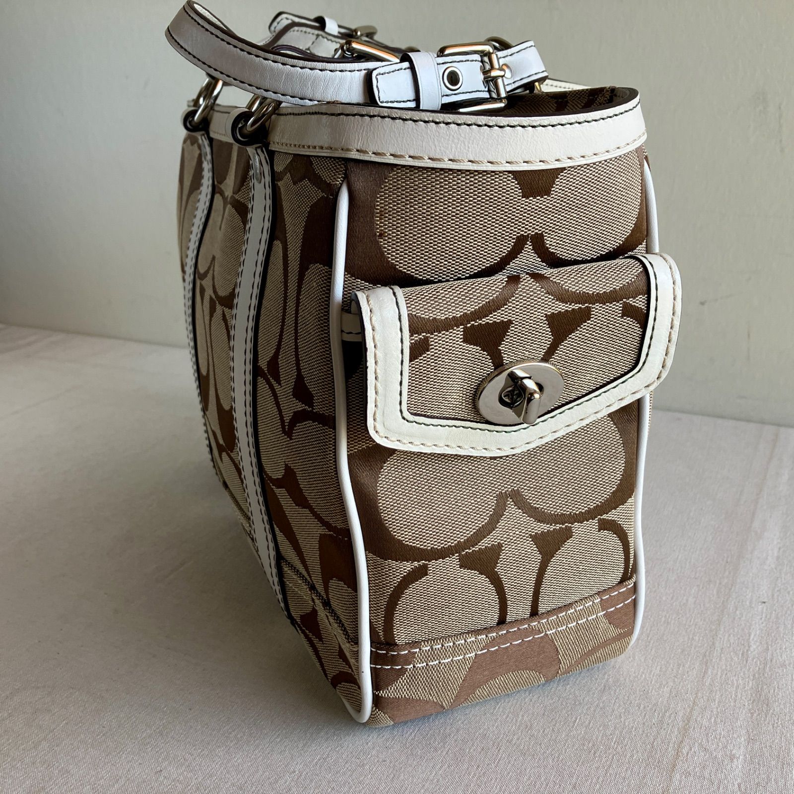 Coach Vintage Gallery Signature Jacquard Canvas Leather Satchel