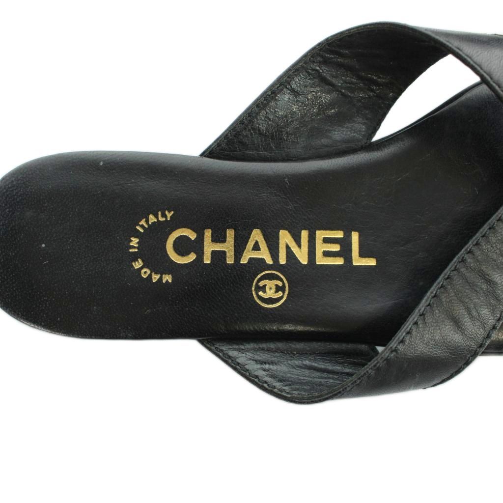 シャネル CHANEL トングサンダル ゴールド金具 ロゴ レザー ココマーク