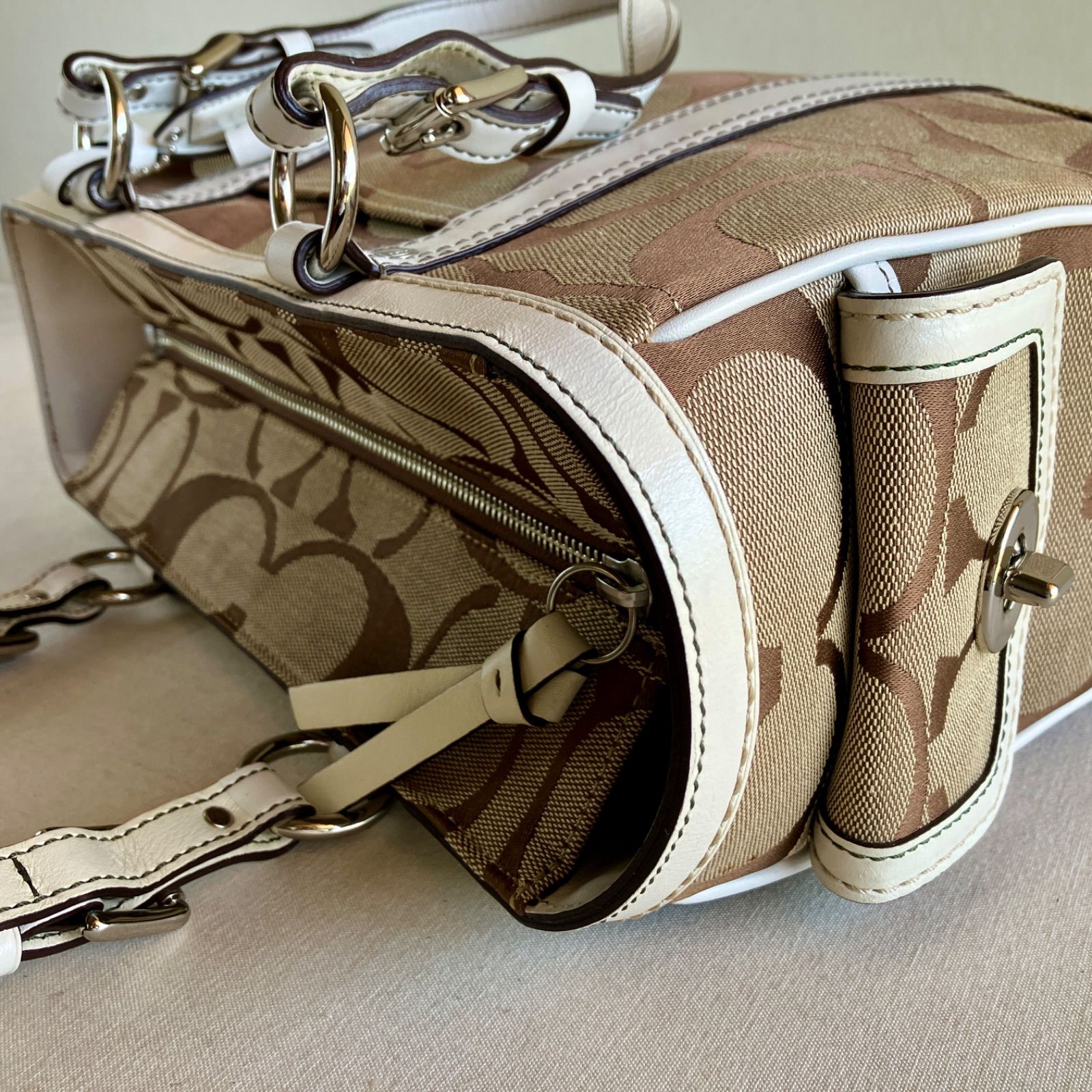 Coach Vintage Gallery Signature Jacquard Canvas Leather Satchel