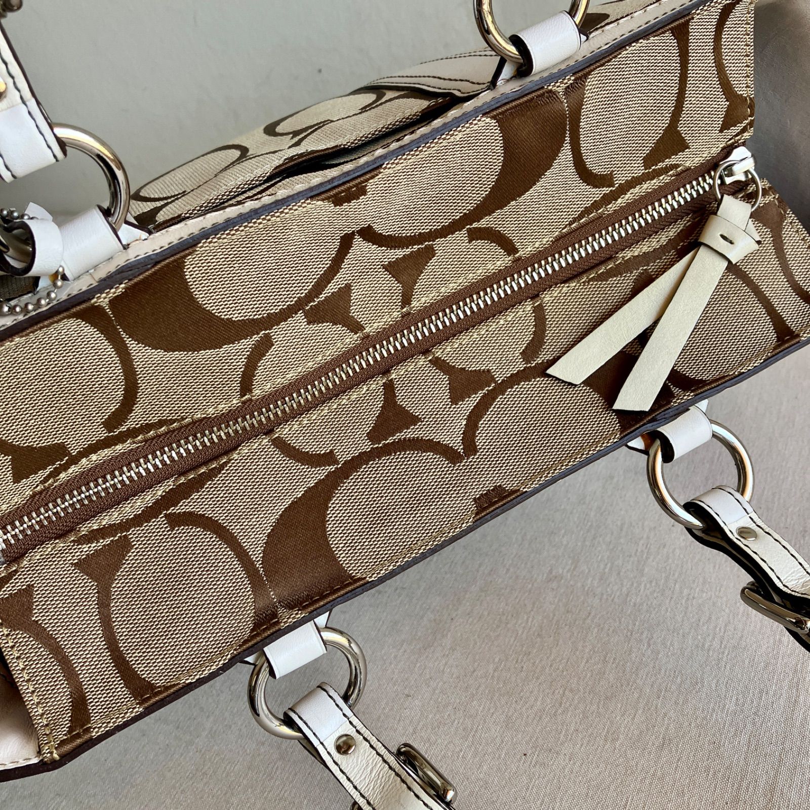 Coach Vintage Gallery Signature Jacquard Canvas Leather Satchel