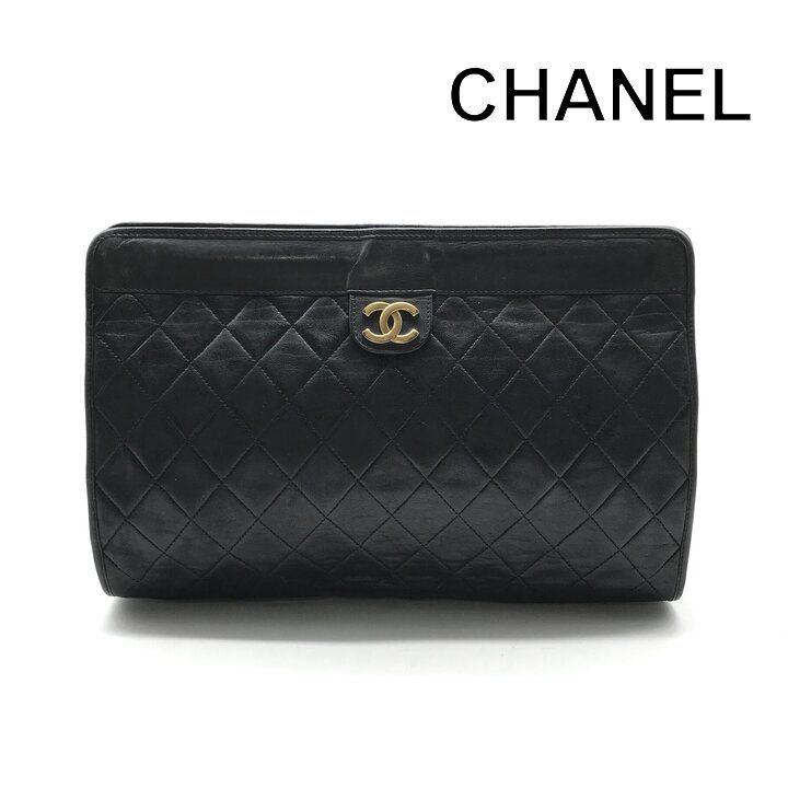 シャネル マトラッセ ラムスキン セカンド クラッチ バッグ ココマーク 黒. 良品 CHANEL シャネル ココマーク マトラッセ ラムスキン クラッチ