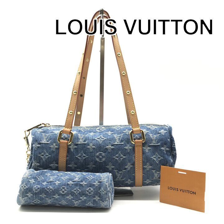 超美品 LOUIS VUITTON ルイヴィトン モノグラム パピヨンMM デニム ハンド バッグ ICチップ反応有 ブランド カバン ポーチ付き m15564