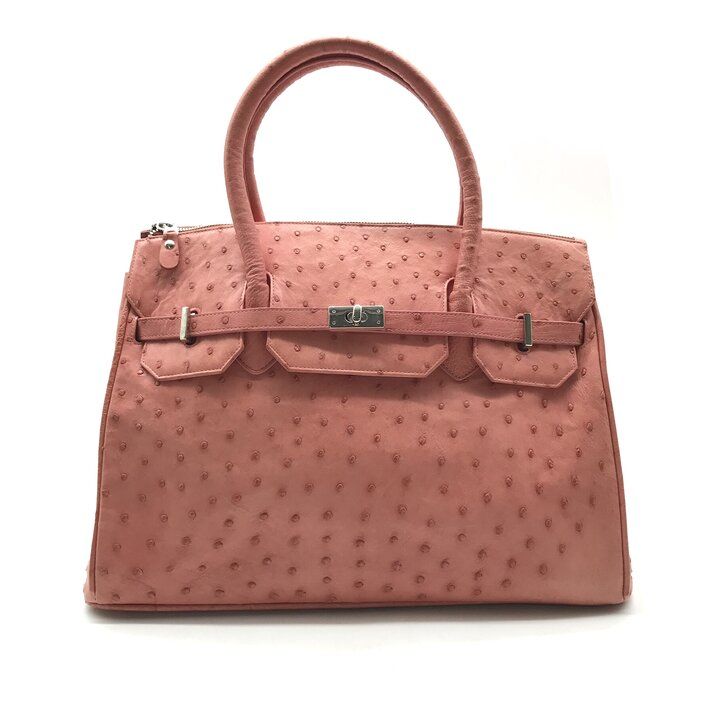 良品 KHATOKO オーストリッチ エキゾチックレザー ハンド バッグ ピンク系 ブランド カバン BAG 高級 レザー r1540 55,620円