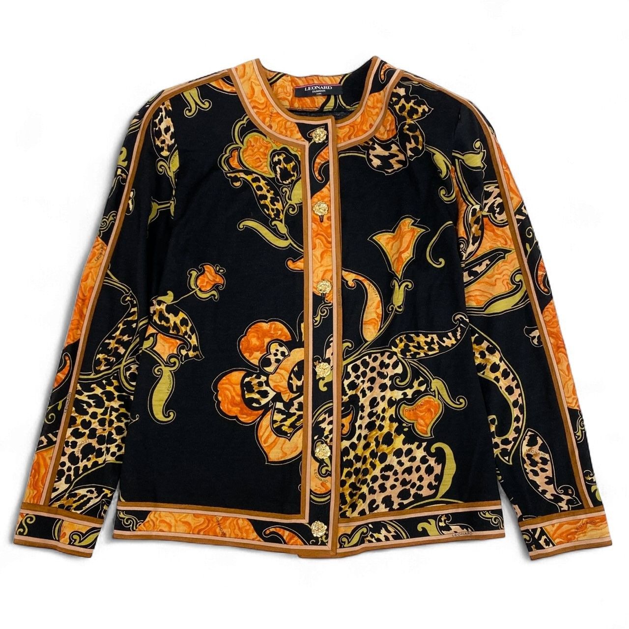 3k19 LEONARD FASHION レオナール ノーカラージャケット カーディガン 3k19 LEONARD FASHION レオナール ノーカラージャケット カーディガン