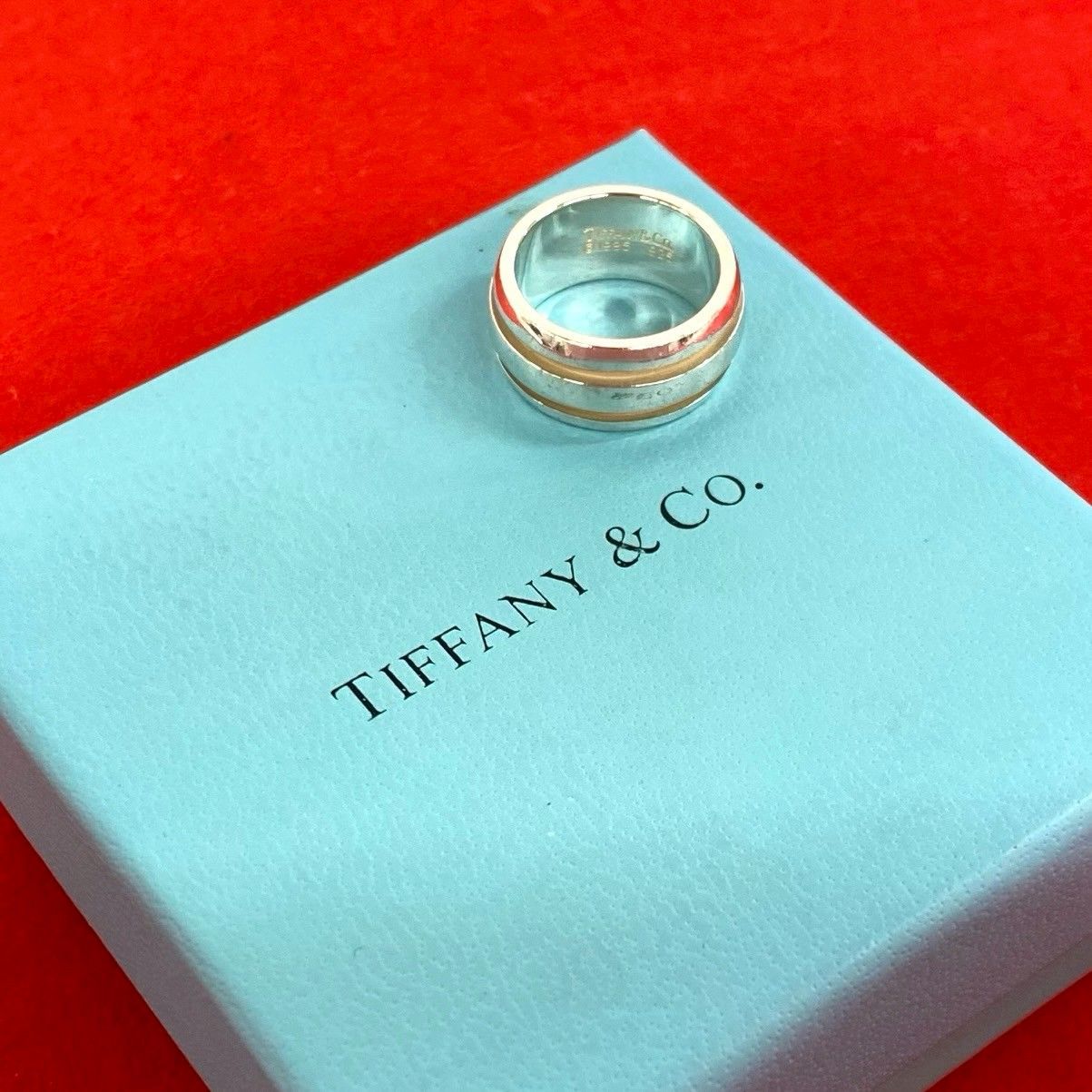 極 美品 TIFFANY&Co. ティファニー グルーブド ダブルライン リング シルバー925 9号 指輪 シルバー 09598