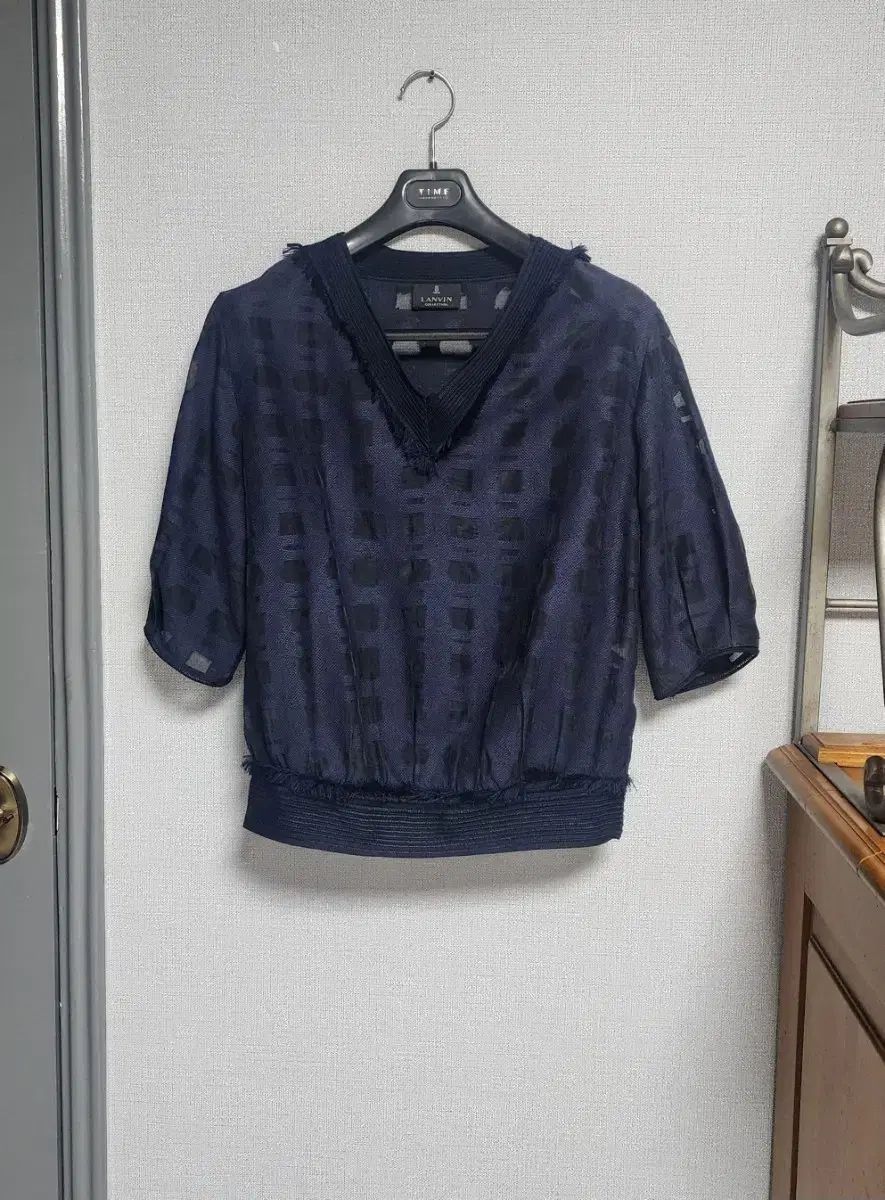LANVIN 5分 ブラウス ネイビー 88