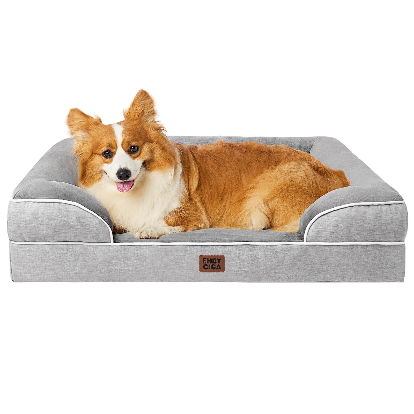 EHEYCIGA 犬 ベッド ペットベッド 防水 猫 ベッド 洗える 犬用 クッション 高反発 取り外せるカバー 滑り止め オールシーズン 中型犬 大型犬(89x56x16.5cm，グレー)as e5e70420