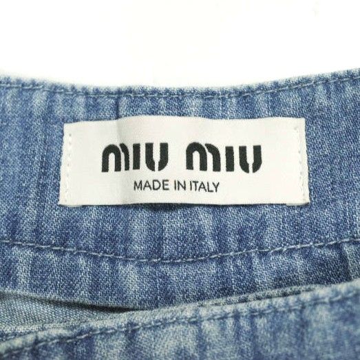 MIU MIU ミュウミュウ イタリア製 Chambray Denim Pants ロゴ刺繍