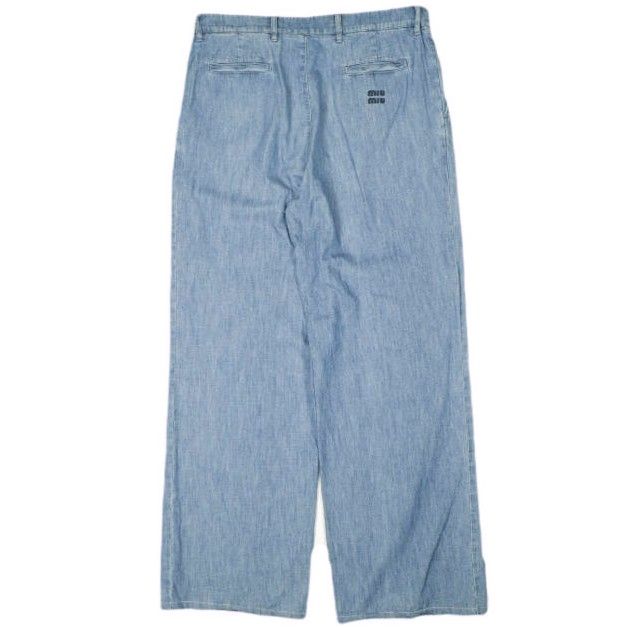 MIU MIU ミュウミュウ イタリア製 Chambray Denim Pants ロゴ刺繍