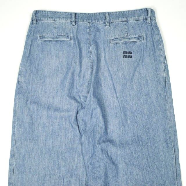 MIU MIU ミュウミュウ イタリア製 Chambray Denim Pants ロゴ刺繍