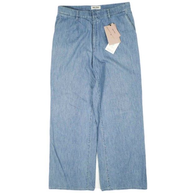 MIU MIU ミュウミュウ イタリア製 Chambray Denim Pants ロゴ刺繍