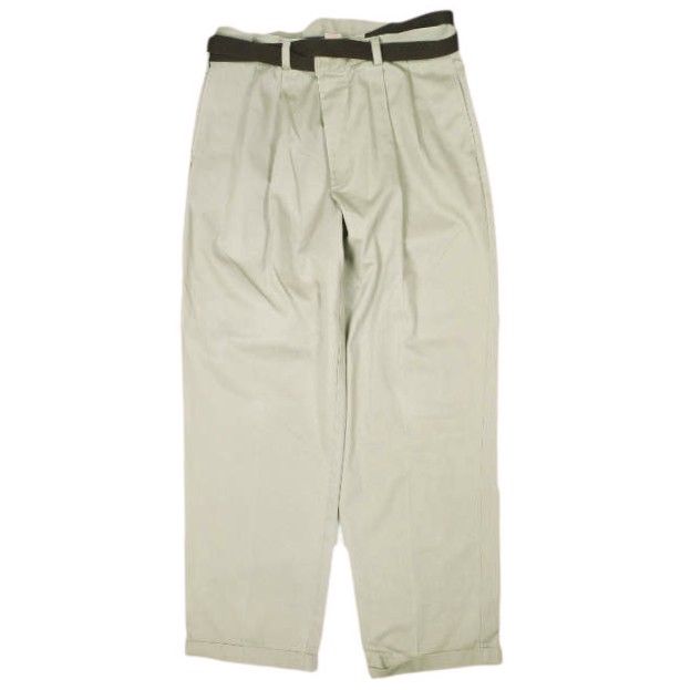 MAISON EUREKA x FREAK'S STORE メゾンエウレカ フリークスストア 別注 日本製 VINTAGE REWORK CHINOS PANTS ヴィンテージリワークチノパンツ 070FS S BEIGE ラップ 2タック ベルト
