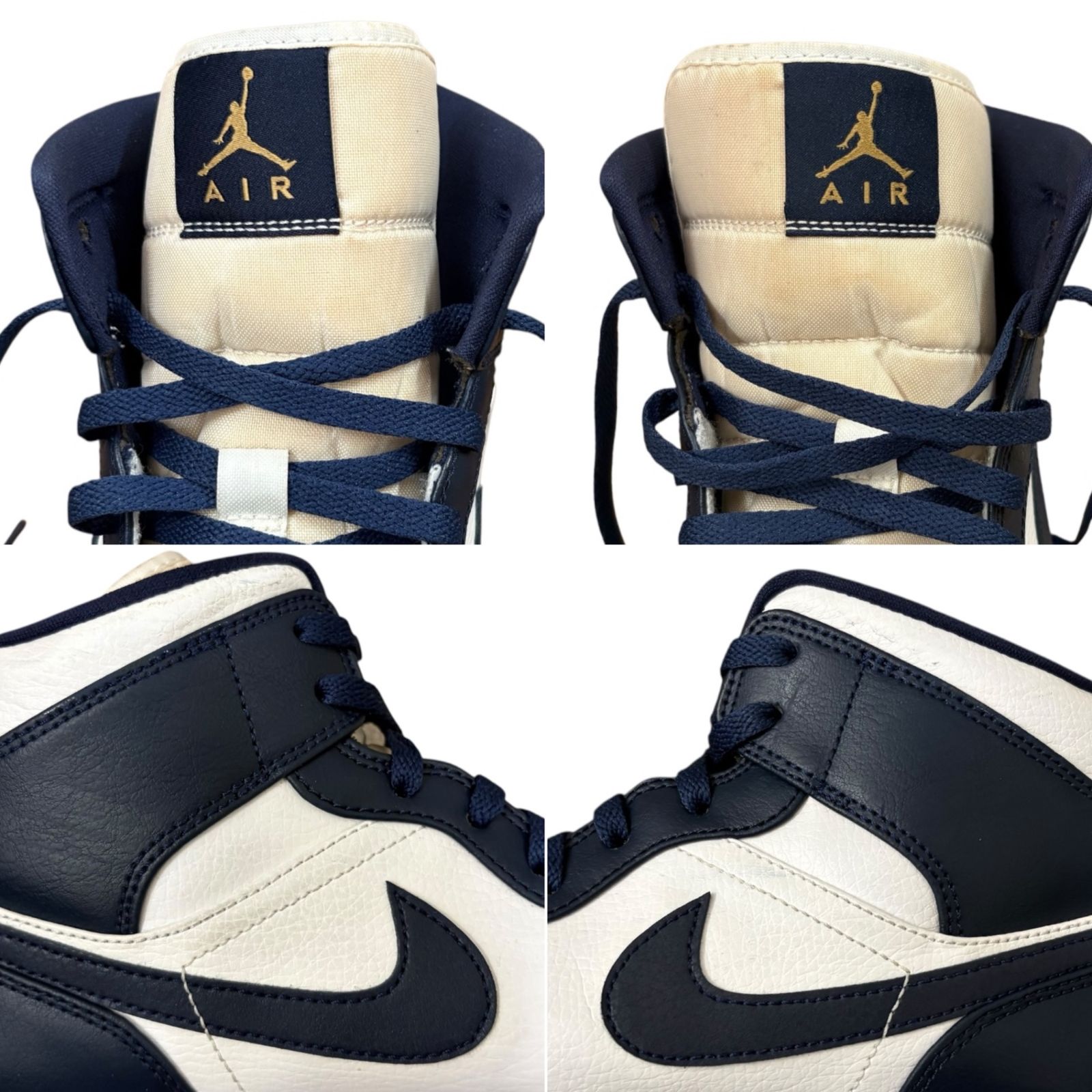 NIKE (ナイキ) スニーカー Air Jordan 1 Mid White Metallic Gold 