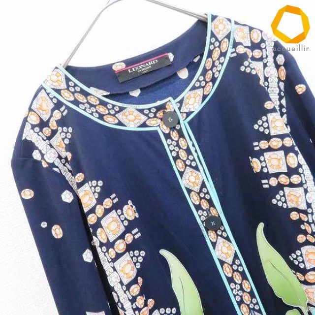 LEONARD FASHION 花柄 長袖シャツ ブラウス レオナール LEONARD
