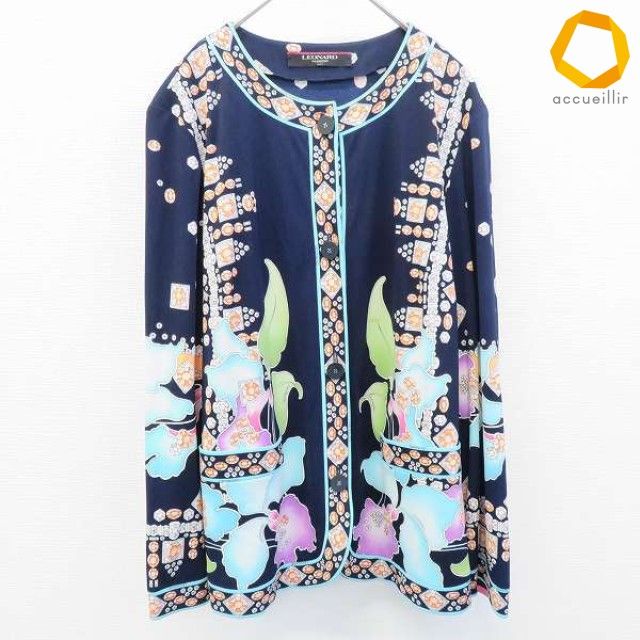 レオナール LEONARD ジャケット シャツ ブラウス ロゴ 花柄 総柄 大きいサイズ レディース [x998356]