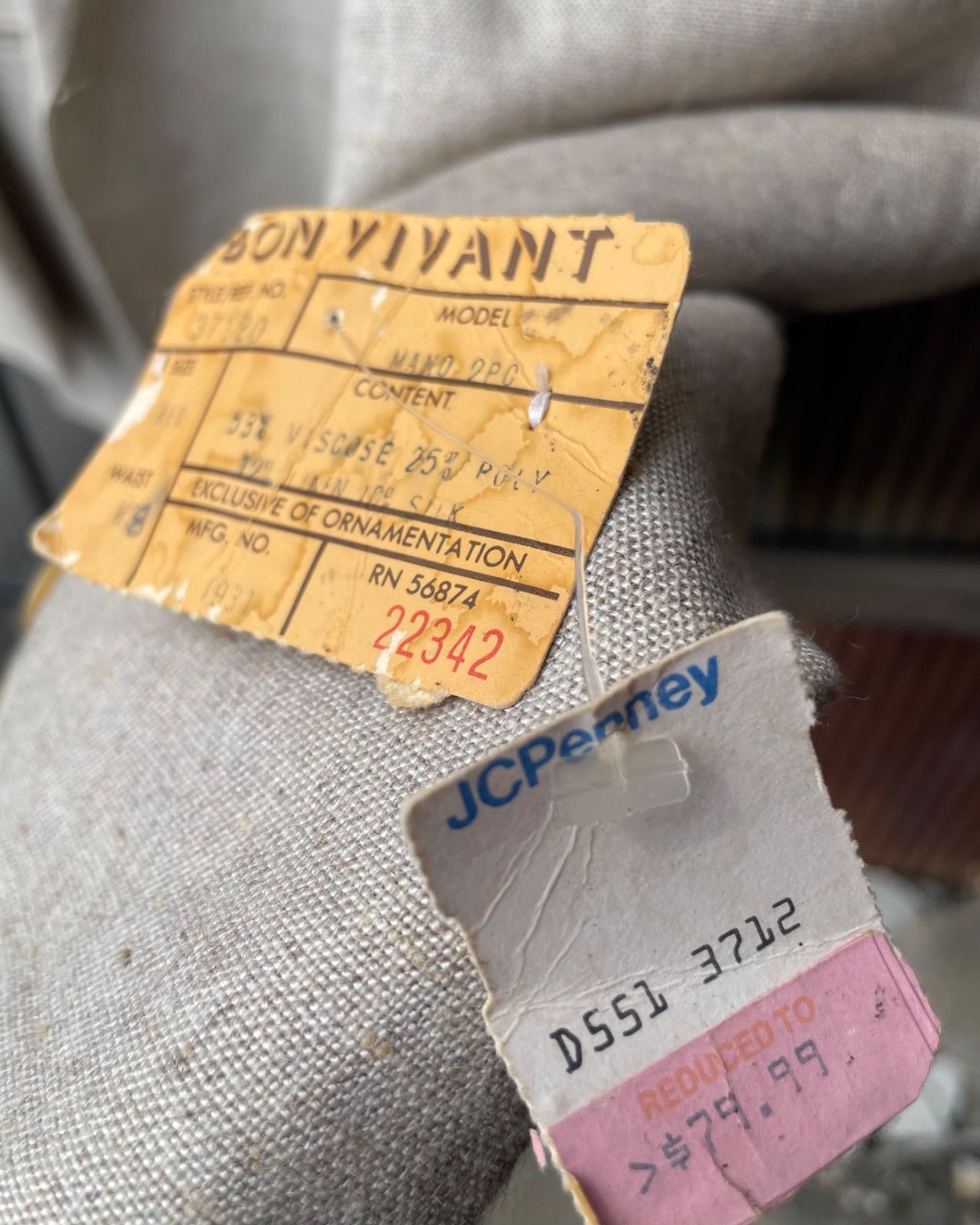 70〜80s Bon Vivant リネン混テーラードジャケット(デッドストック・JCPenney値札付き) 写真2