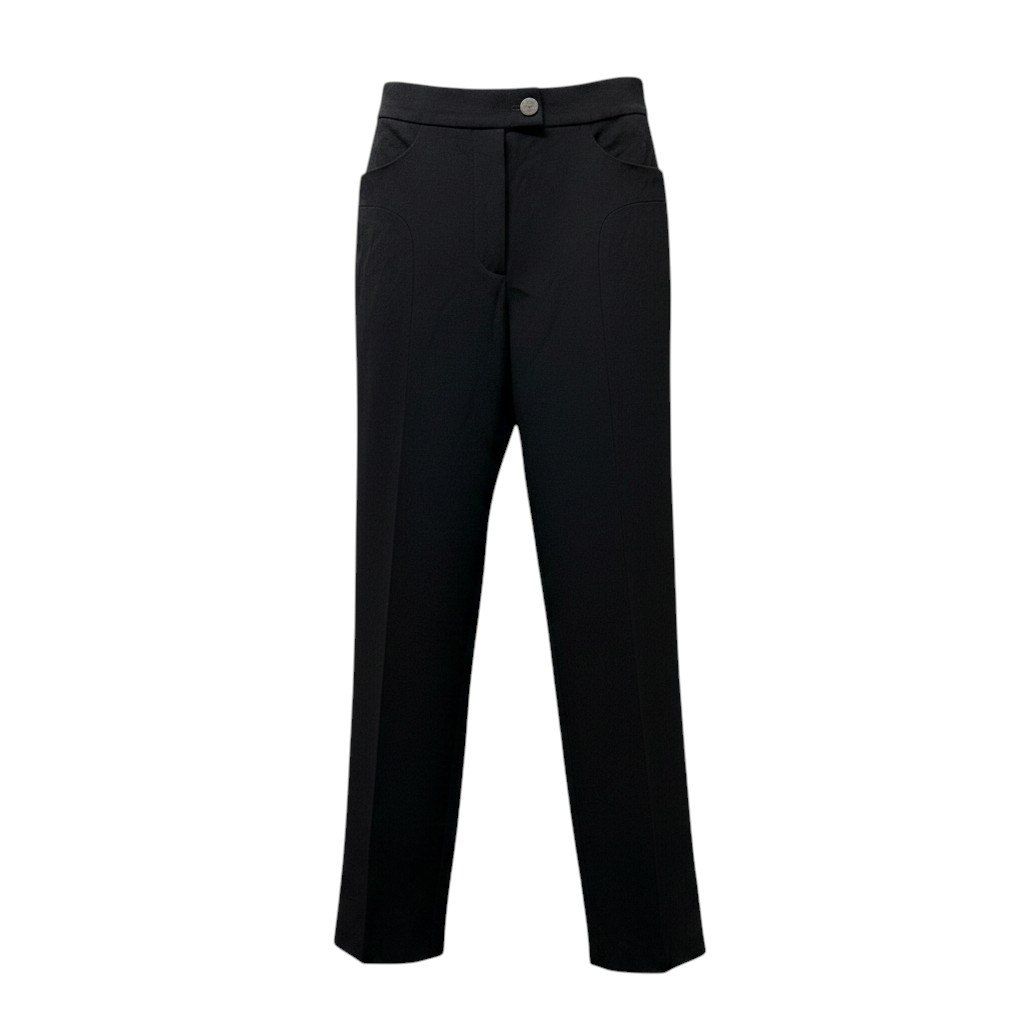 75e18 CHANEL スラックスパンツ ボトムパンツ P19726V11502 34サイズ ブラック ウール100％ レディース 女性用u02t